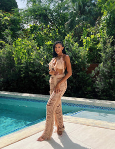 Taupe Fringe Pant Set